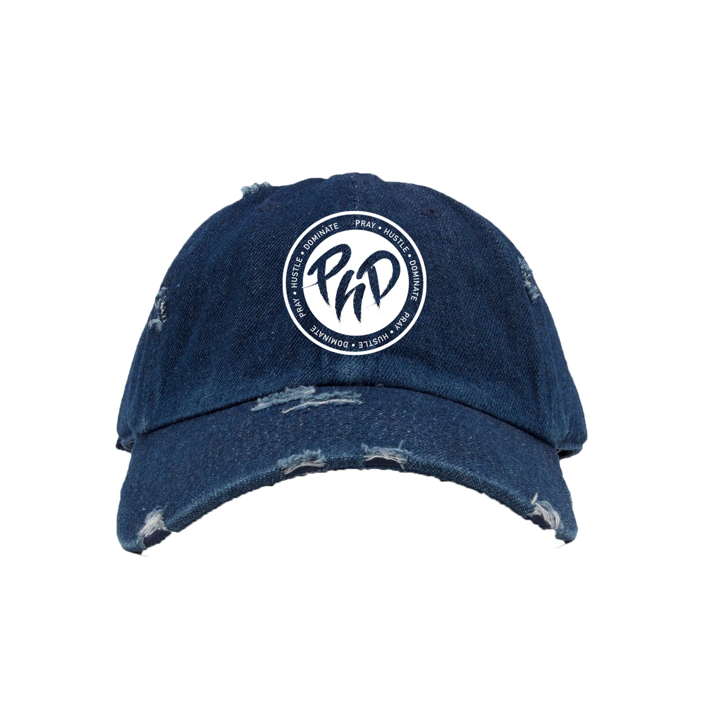 DENIM & WHITE DISTRESSED DAD HATS