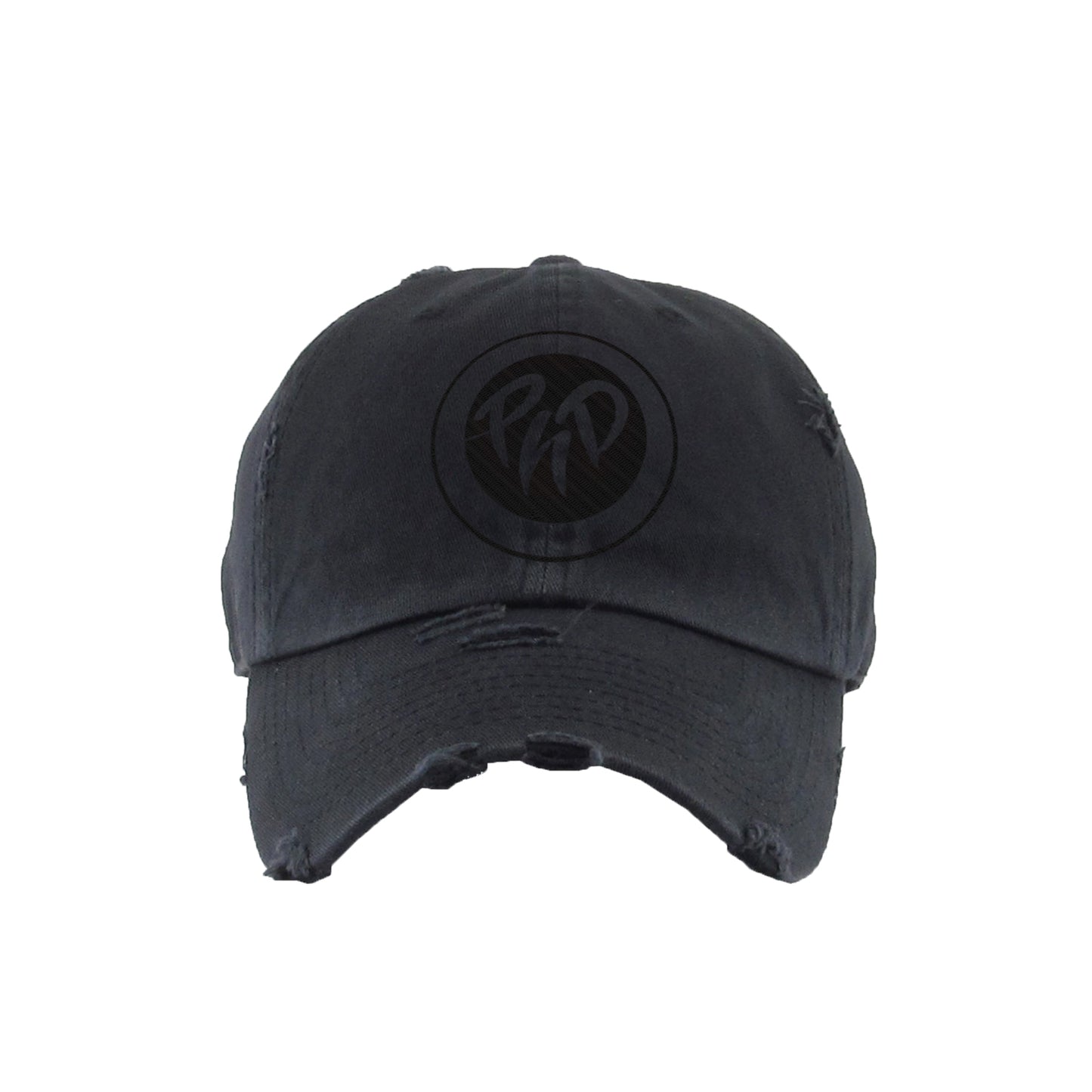 BLACK ON BLACK DISTRESSED DAD HAT