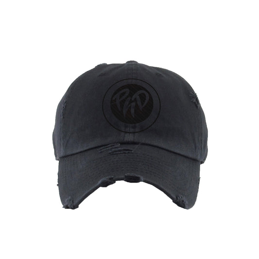 BLACK ON BLACK DISTRESSED DAD HAT